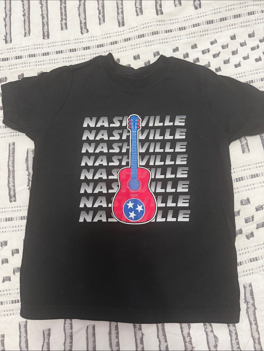 Kids Nashville Graphic Guitar T-Shirt - Black
